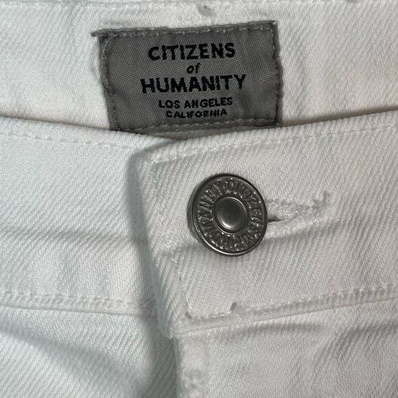 COH Citizens of Humanity Rocket Crop High Rise White Jeans Sz 28 Distressed - Picture 4 of 12